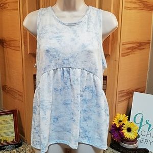 Paper Crane white & blue like clouds top Medium NWT